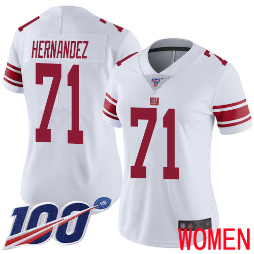Women New York Giants #71 Will Hernandez White Vapor Untouchable Limited Player 100th Season Football NFL Jersey